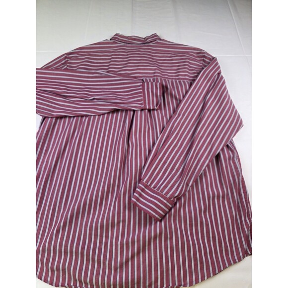 Chaps Men's Easy Care Size Large Maroon Long Sleeve‎ Striped Button Up Shirt - Picture 6 of 8